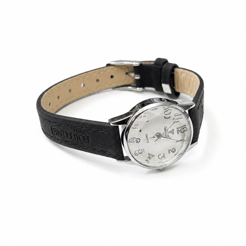 Timeless Elegance Black Leather Watch